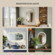Owalne lustro podświetlane LED - 50x100/100x50 cm w srebnej ramie aluminiowej